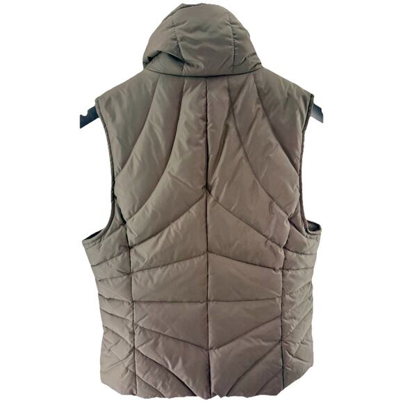 Kenneth Cole Reaction Womens Brown Down Puffer Vest Medium Neon Green Lining EUC - Picture 2 of 9